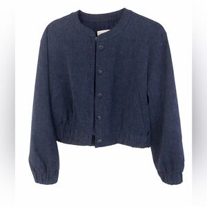 Michael Kors Dark Blue Denim Bomber Jacket